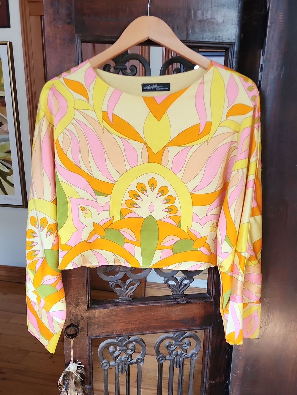 Milano Studios Yellow Floral Retro Crop Top
